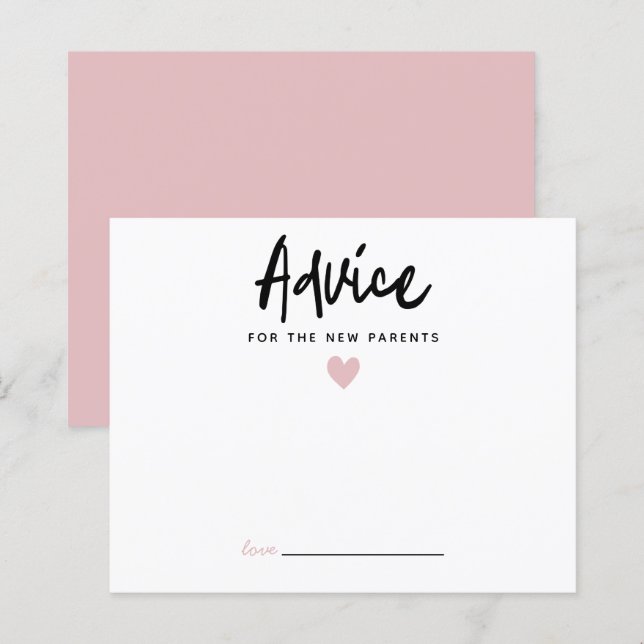 Papier Conseil de coeur rose moderne pour les nouveaux pa (Devant / Derrière)