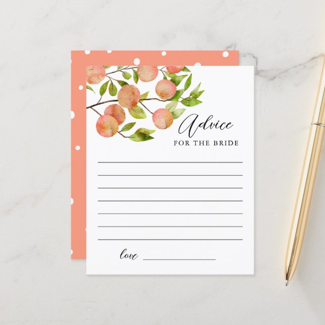 Papier Conseil de jardin de pêche pour la mariée (Devant/Arrière en situation)