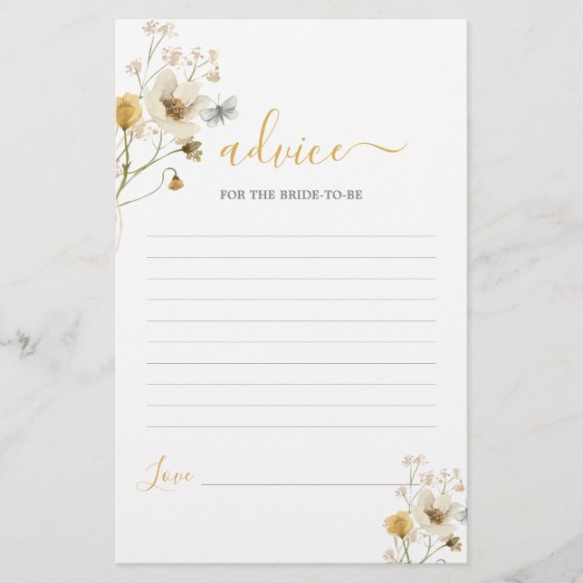 Papier Conseil de printemps du fleur sauvage pour la mari (Devant)