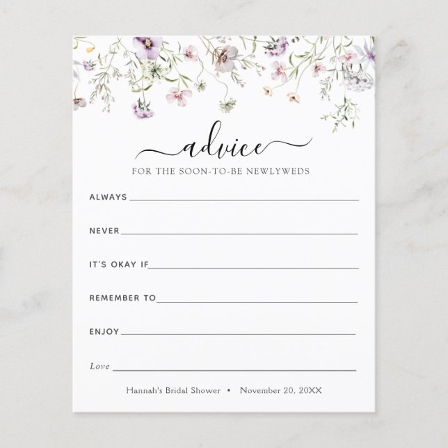 Papier Conseil Fleur sauvage de violet délicat pour les j (Devant)