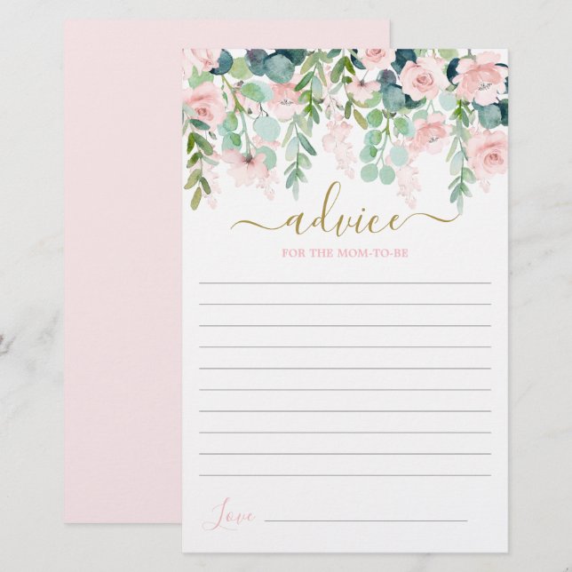 Papier Conseil floral rose Whimsical pour la maman à être (Devant / Derrière)
