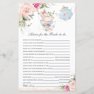Papier Conseil Floral Tea Party pour la mariée à jouer