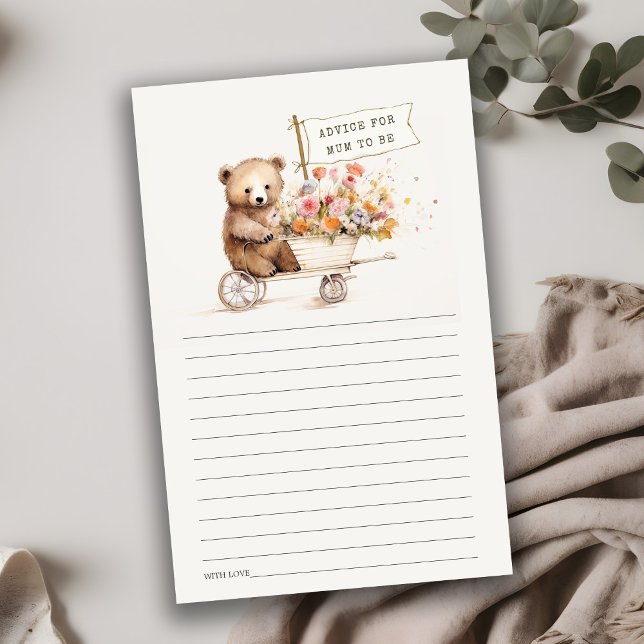 Papier Conseil Panier Floral Teddy Pour Maman Baby shower (Créateur téléchargé)