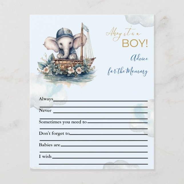 Papier Conseil pour le jeu de Baby shower maman (Devant)