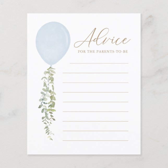 Papier Conseil pour les parents Blue Balloon Baby shower  (Devant)