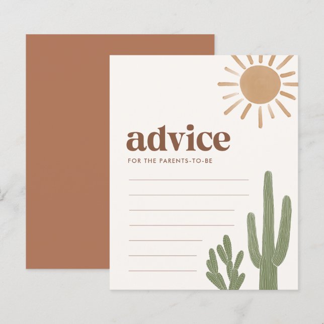 Papier Conseil pour les parents Boho Cactus Baby shower J (Devant / Derrière)