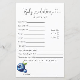 Papier Conseil sur les prévisions du Baby shower de bleue