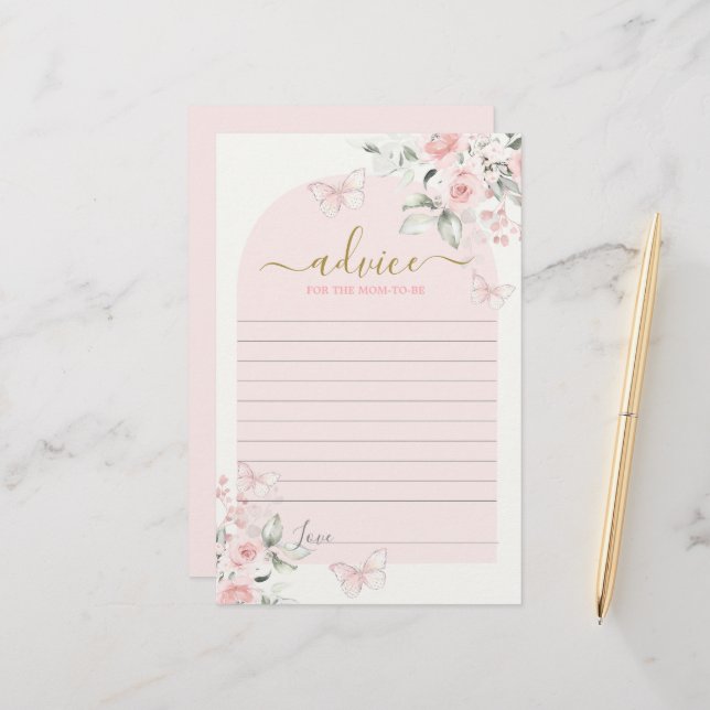 Papier Conseils aux papillons roses pour la maman d'être  (Devant/Arrière en situation)