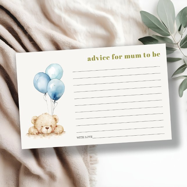 Papier Conseils de ballon d'ours bleu pour la fête prénat (Créateur téléchargé)