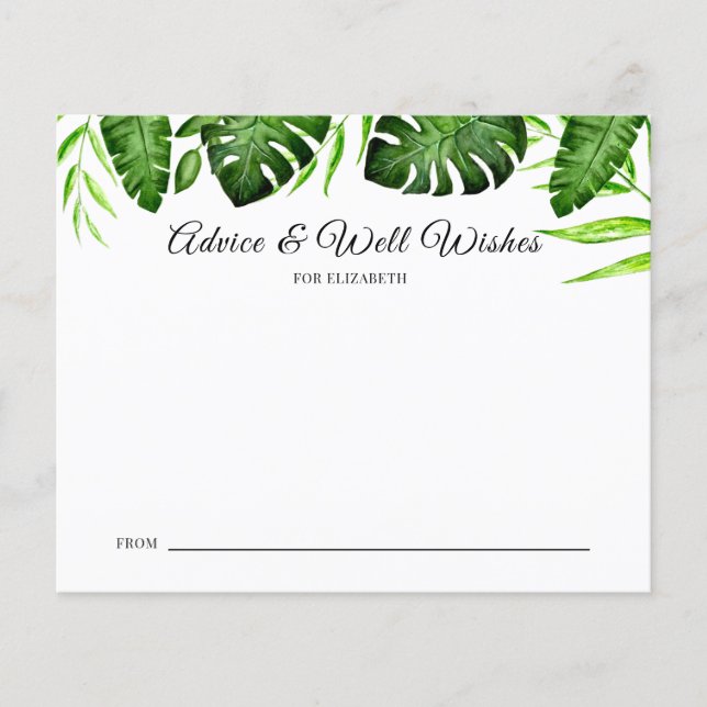 Papier Conseils de Fête des mariées tropicale Bonne volon (Devant)