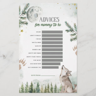 Papier Conseils de Loup de Forêt pour Jeux de Future Mama