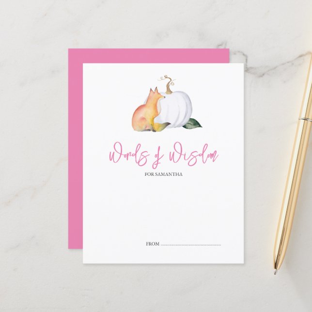 Papier Conseils de sagesse Citrouille de l'automne Fox (Devant/Arrière en situation)