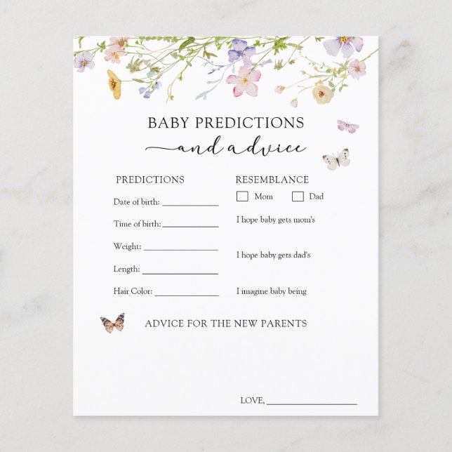 Papier Conseils et prédictions pour bébé papillon fleur s (Devant)