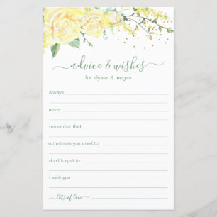 Papier Conseils et souhaits Elegant Fleur Jaune LGBTQ