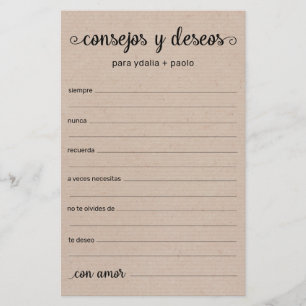 Papier Conseils et souhaits Espagnol