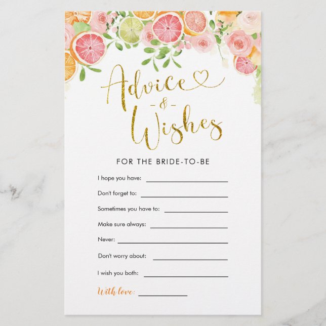 Papier Conseils et souhaits pour la Fête des mariées des  (Devant)