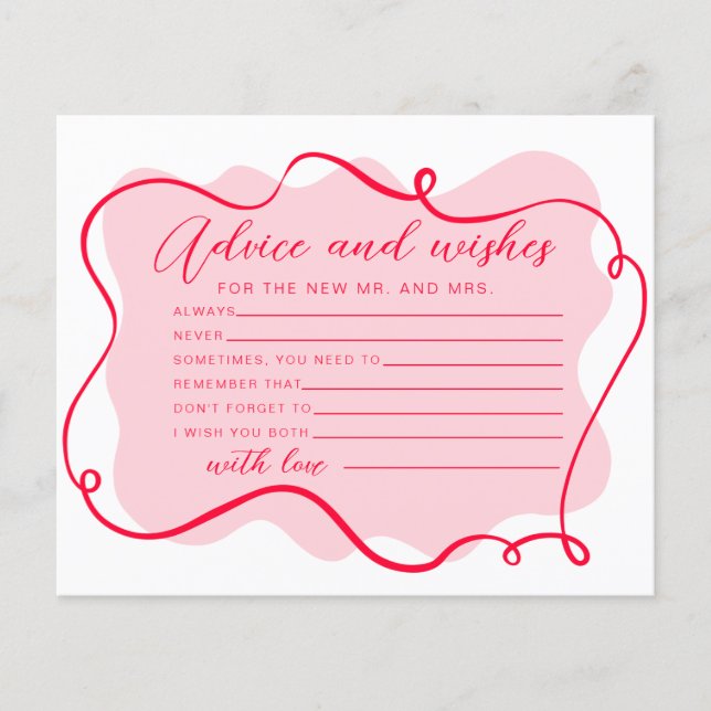 Papier Conseils et souhaits retro rose et rouge cadre ond (Devant)