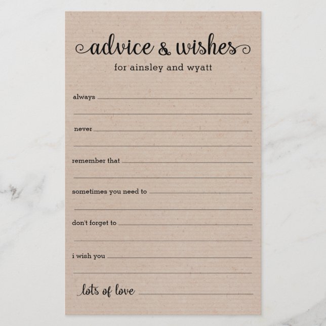 Papier Conseils et Vœux  (Devant)