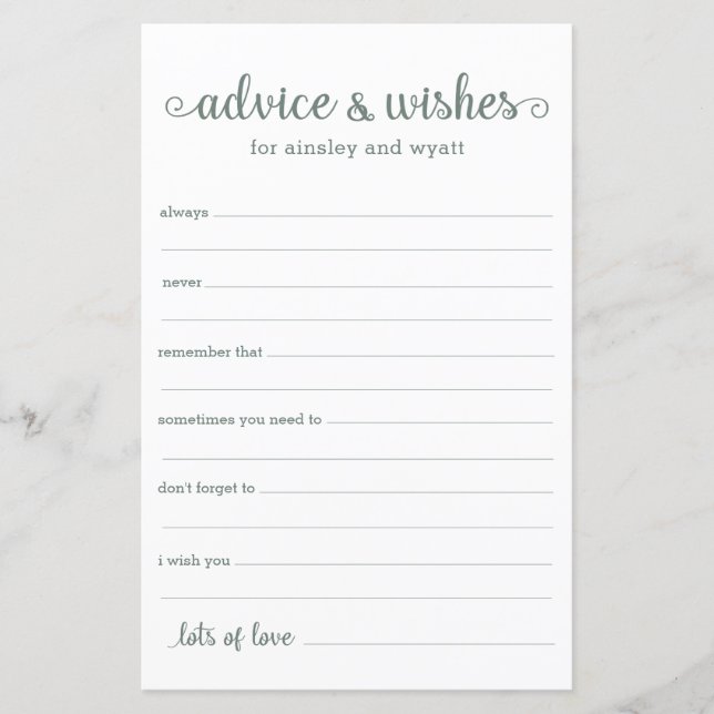 Papier Conseils et Vœux (Devant)