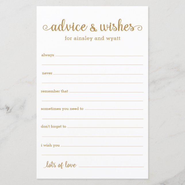 Papier Conseils et Vœux (Devant)