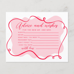 Papier Conseils et vœux cadre ondulé rose et rouge rétro