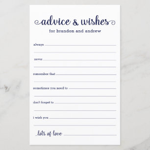Papier Conseils et vœux de mariage LGBTQ bleu marine mode