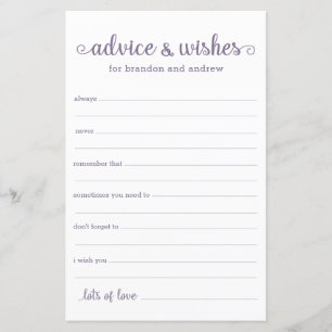 Papier Conseils et vœux de mariage LGBTQ modernes violet