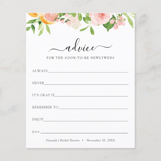 Papier Conseils pour les jeunes mariés (Devant)