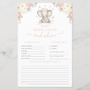 Papier Conseils pour les parents Eléphant Girl Baby showe