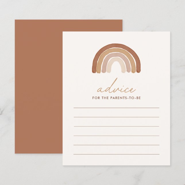 Papier Conseils pour une Baby Shower arc-en-ciel terracot (Devant / Derrière)