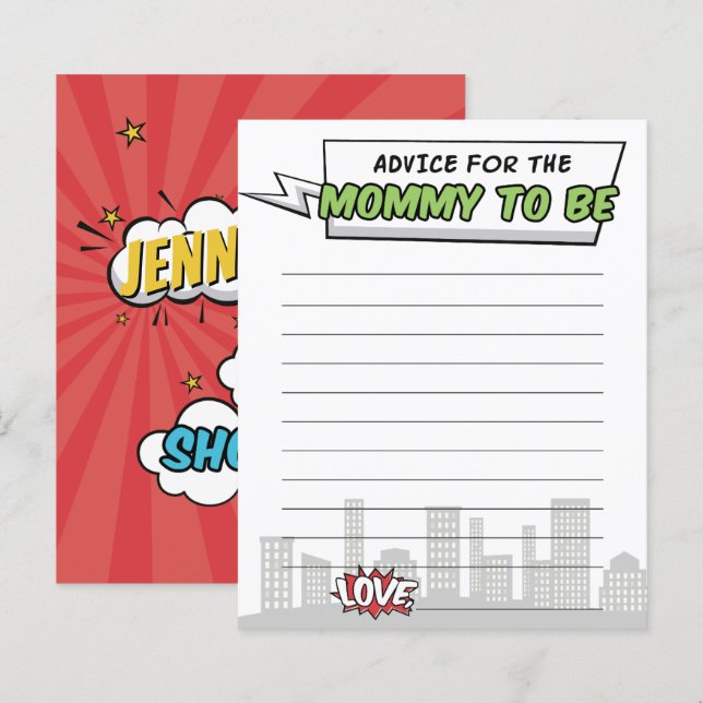Papier Conseils pour une Baby Shower sur le thème d'un su (Devant / Derrière)