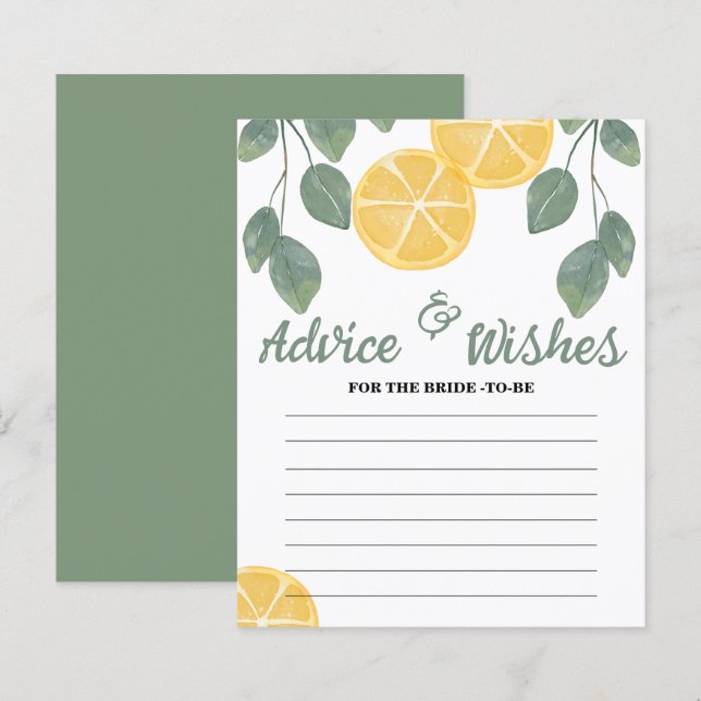 Papier Conseils & souhaits Citron Fête des mariées Jeu (Devant / Derrière)