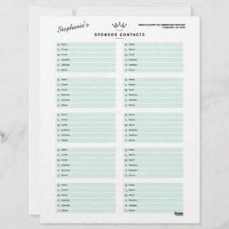 Papier Contacts de sponsors de concours personnalisés