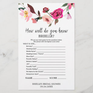 Papier Conte Romantique "Vous connaissez la mariée" Jeu