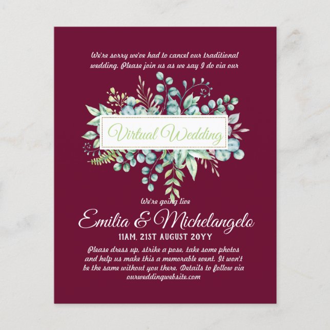 Papier Conversation vidéo Mariage virtuel Invitations en  (Devant)