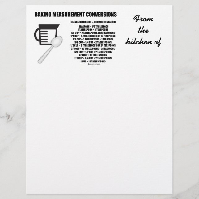 Papier Conversions de mesure de la cuisson (mesure) (Devant)