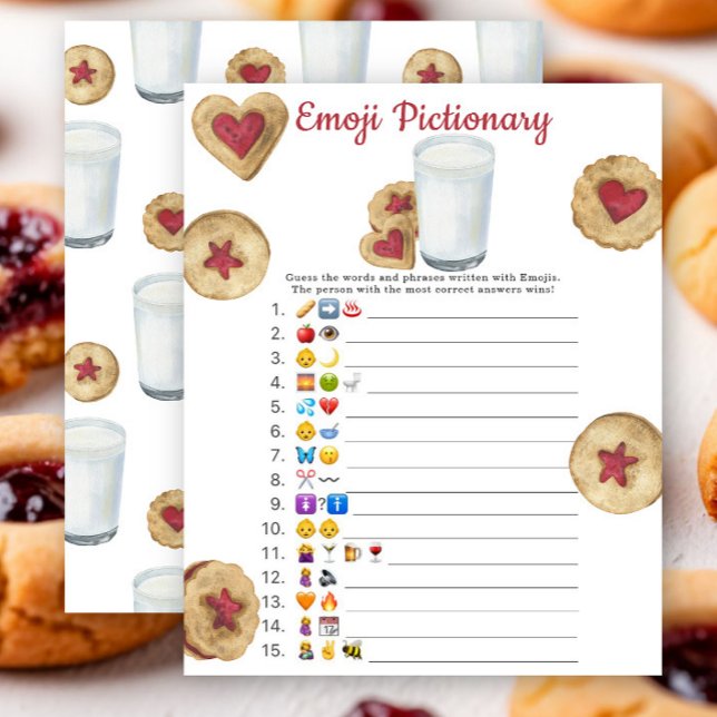 Papier Cookie and milk baby shower Emoji Pictionary game  (Créateur téléchargé)