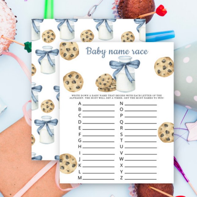 Papier Cookies et lait Baby shower Baby nom race jeu (Créateur téléchargé)