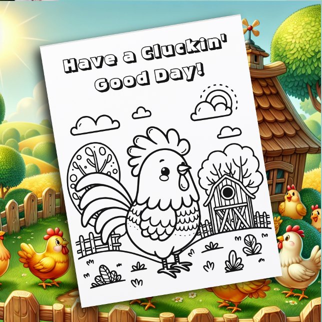 Papier Coq drôle et jeu de mots de poulet à colorier (Créateur téléchargé)
