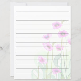 Papier Coquelicots aquarelle rose alignés