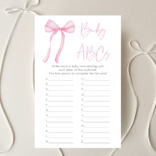 Papier Coquette Bow rose ABC's Baby shower Game