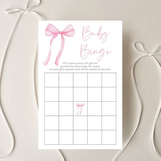 Papier Coquette Bow rose Baby shower Bingo Jeu (Créateur téléchargé)