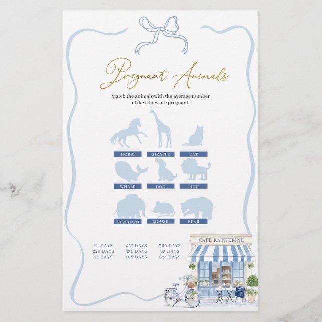 Papier Coquette Café parisien Animaux enceintes (Devant)