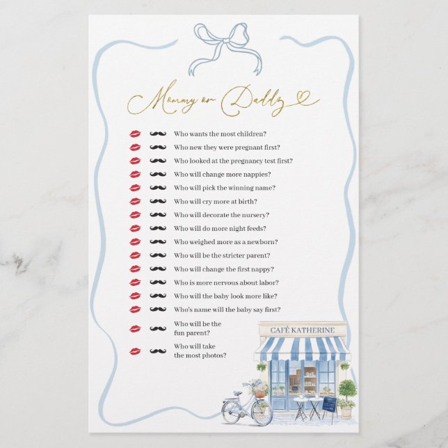 Papier Coquette Café Parisien Jeux de maman ou de papa (Devant)