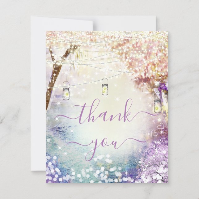 Papier Corail rose violet bleu Forêt Fairytale Mariage (Devant)