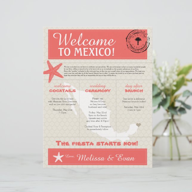 Papier Corail Starfish Cancun Mexique Bienvenue (Debout devant)