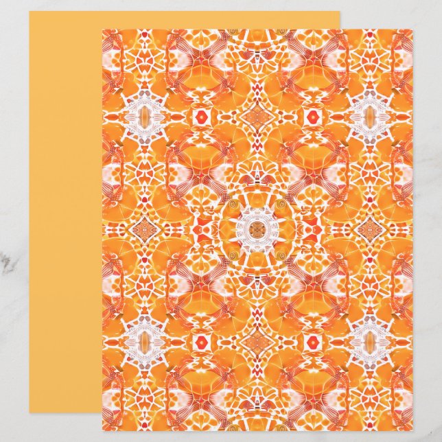 Papier Coral Orange et crème Batik Motif (Devant / Derrière)