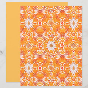 Papier Coral Orange et crème Batik Motif