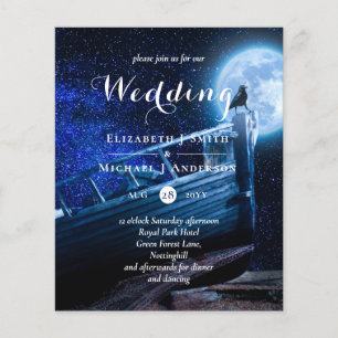 Papier Corbeau dans la lune ciel sombre Mariage Inv