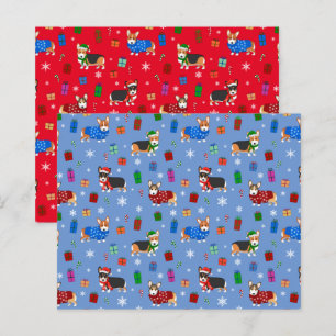 Papier Corgis de Noël mignons en Casquette et pulls
